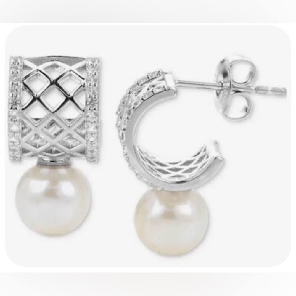 R.H. Macy’s & Co Bridge Cultured Pearl Cult Sterling Silver Earrings